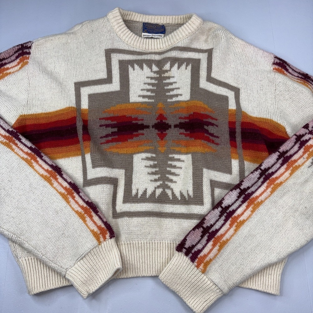 Vintage 80s Pendleton Wool Sweater High Grade Western Wear Navajo Aztec 1X